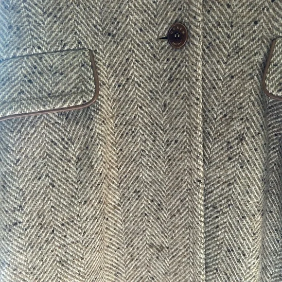Coach Brown Herringbone Trench Coat - Picture 3 of 4